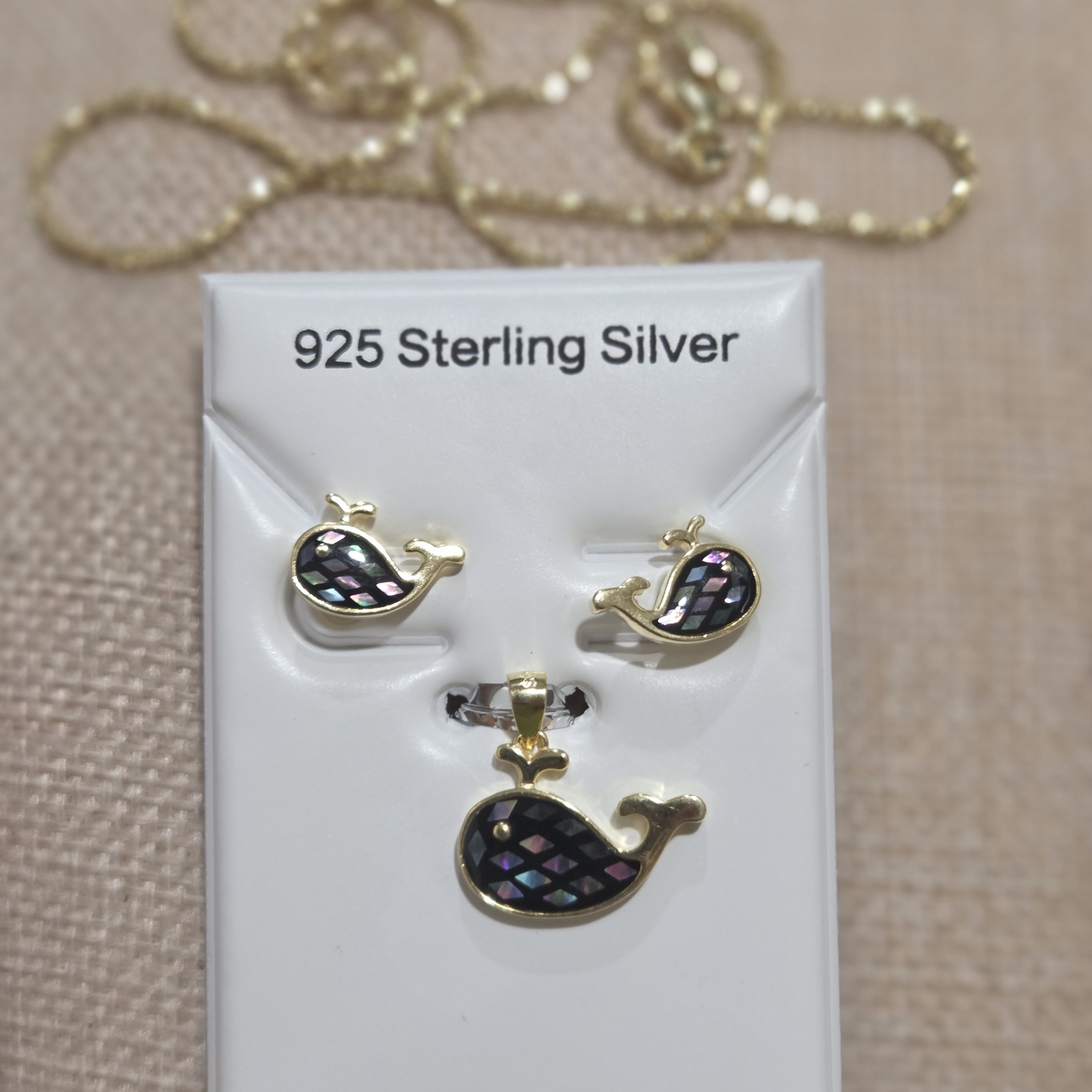 Gold And Black Whale Jewelry Set